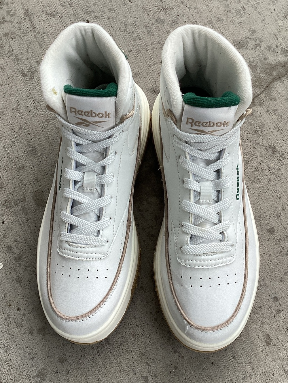 Reebok White Sneakers with Green Accent